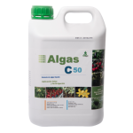 Botella de Algas C50, fertilizante natural con algas Ascophyllum nodosum, promueve floración, cuajado y desarrollo radicular para cultivos de alta calidad.