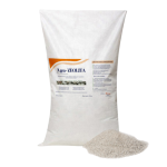 Bolsa de Agro-Zeolita, sustrato poroso de origen volcánico para retención de agua y nutrientes. Contribuye a la sostenibilidad agrícola. Fondo blanco para destacar calidad del producto.