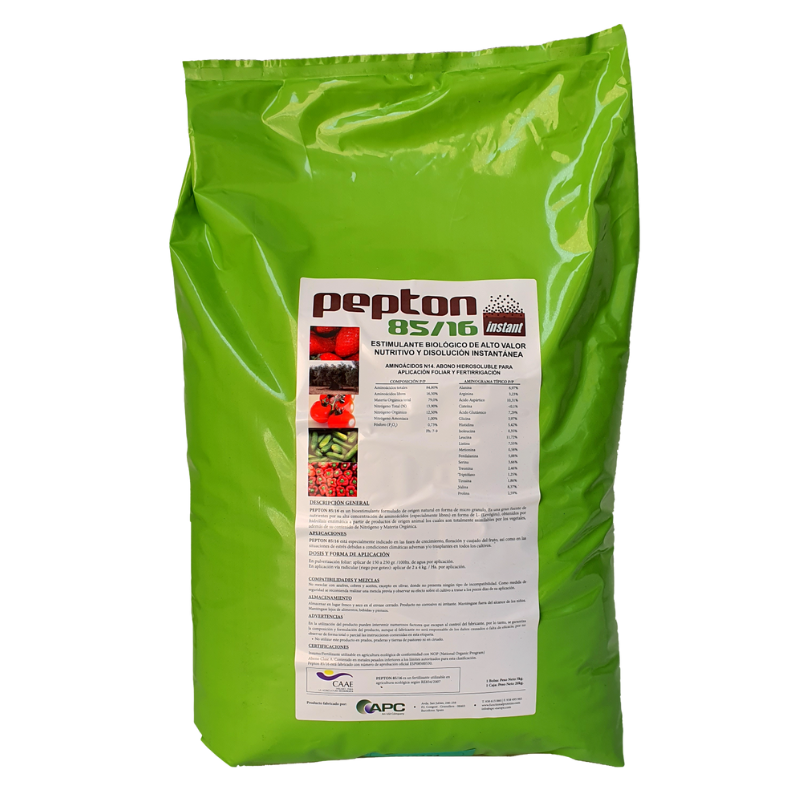 Pepton 85/16, bioestimulante con aminoácidos esenciales para mejorar la nutrición y el crecimiento vegetal